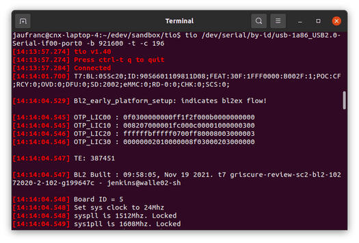 tio red text serial terminal