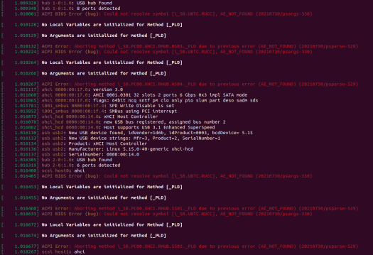 ubuntu dmesg errors AE_NOT_FOUND