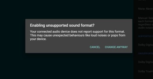 Enabling supported sound format