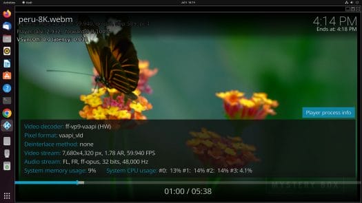 Kodi ubuntu 22.04 peru 8k video