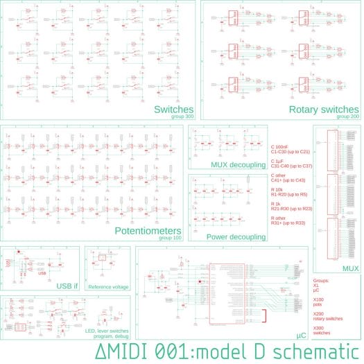 MIDI controller Arduino schematics