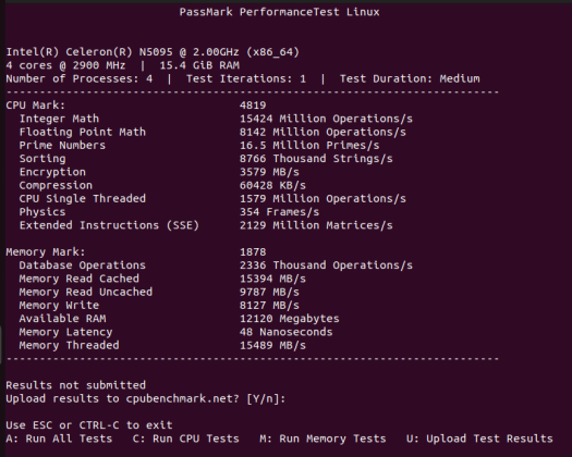 PassMark PerformanceTest ubuntu cpu passmark