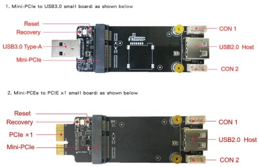 RK1808K USB PCIe daughter boards
