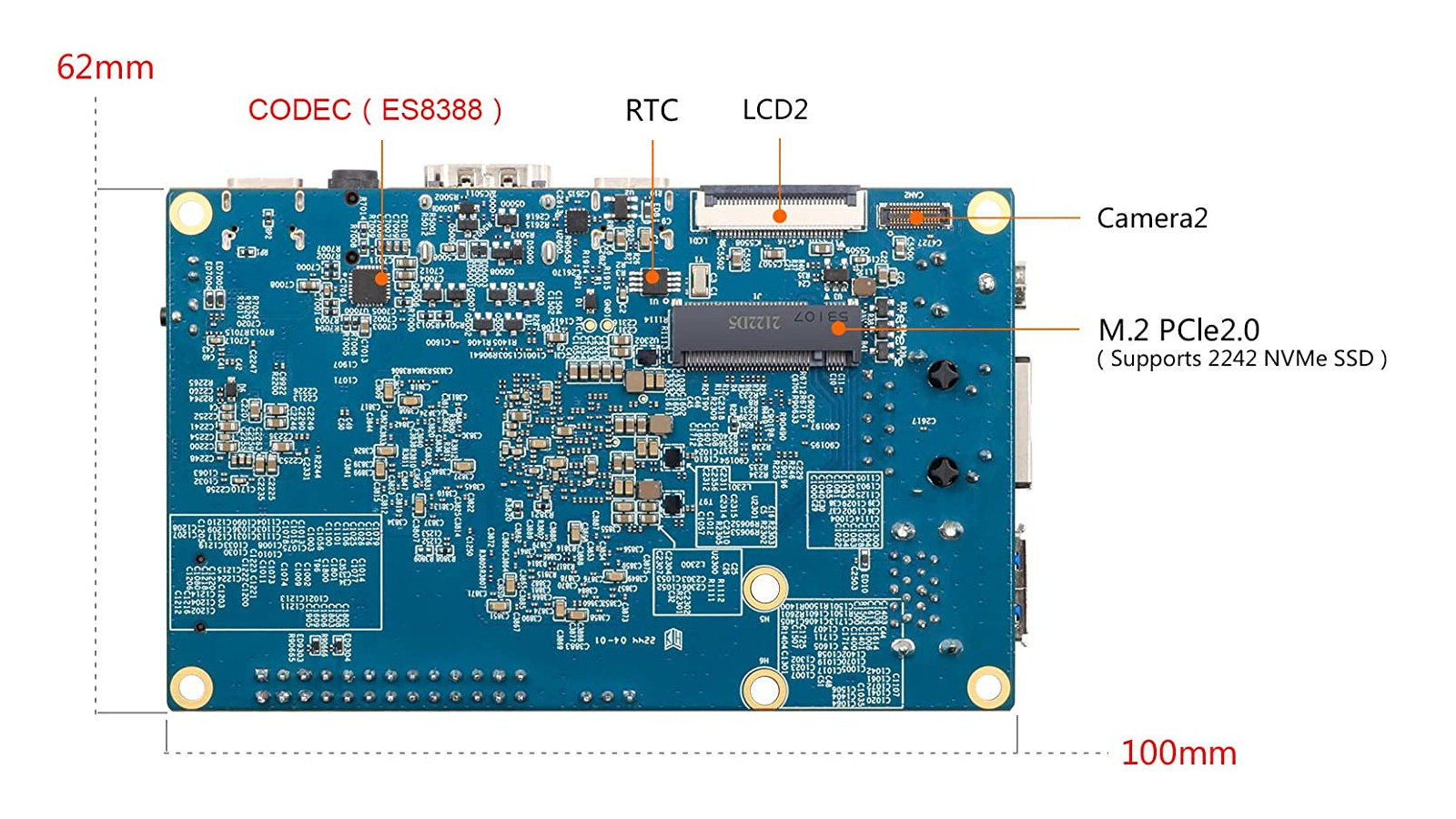 Orange Pi 5 Plus 16 Go de RAM RK3588 Module PCIE externe WiFi-BT