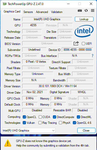 Windows 11 GPU-Z unknown graphics device