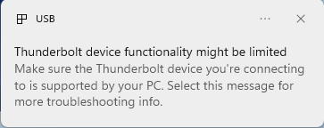 Windows type c not thunderbolt