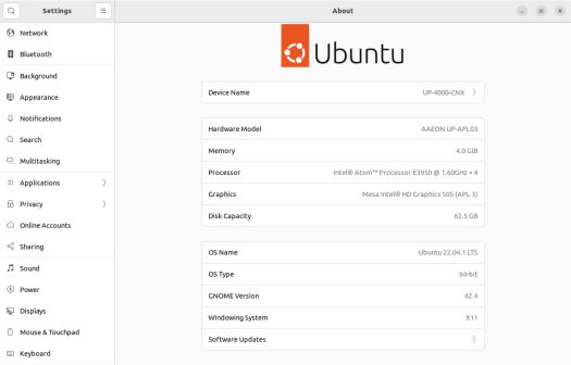 About Ubuntu 22.04 AAEON UP-APL03