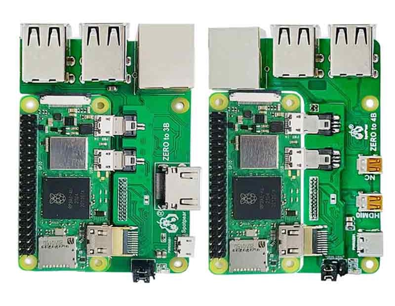 Adapters convert Raspberry Pi Zero 2 W into Raspberry Pi 3 or 4 