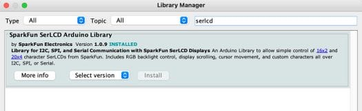 SparkFun SerLCD Arduino Library