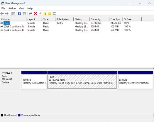 Weibu N10 Windows 11 disk management