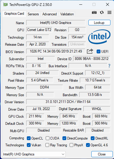 Weibu N10 Windows GPU Z
