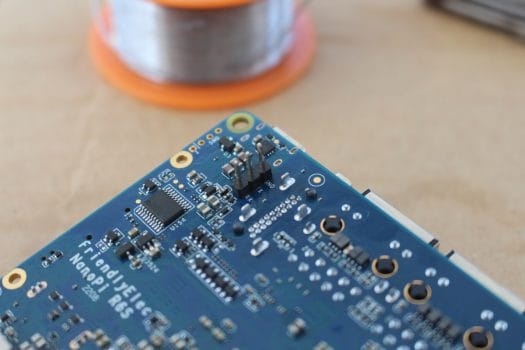 3-pin serial console header soldered to NanoPi R6S