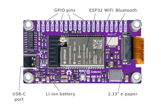2.13 e-ink Display Module with ESP32 MCU - DFRobot