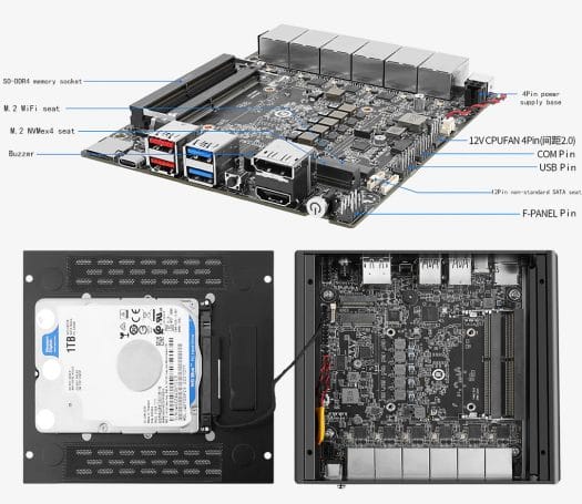 Alder Lake networking appliance SATA 12th Gen Intel motherboard with SATA drive