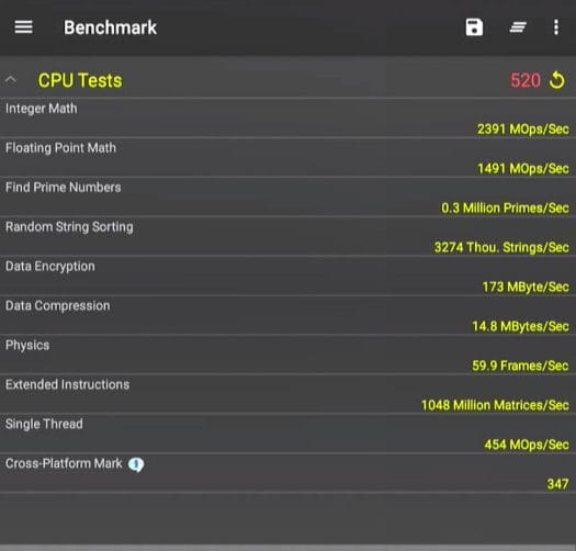 PassMark Performance Test Khadas VIM1S PassMark Performance Test 10 on Khadas VIM1S