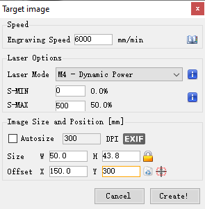 Target Image Speed Laser Option offset