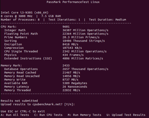 Core i3-N305 PassMark Linux Core i3-N305 PassMark Linux