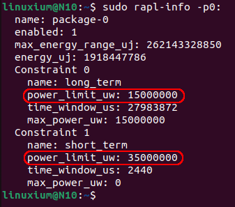 N10 Power Limits Ubuntu 22.04