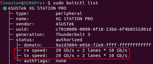 Ubuntu 22.04 USB4 20Gbps