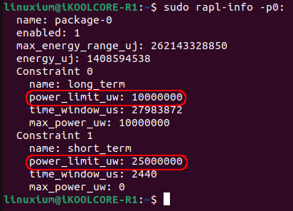iKOOLCORE R1 rapl info ubuntu