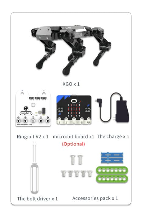 micro:bit XGO Robot Kit package content