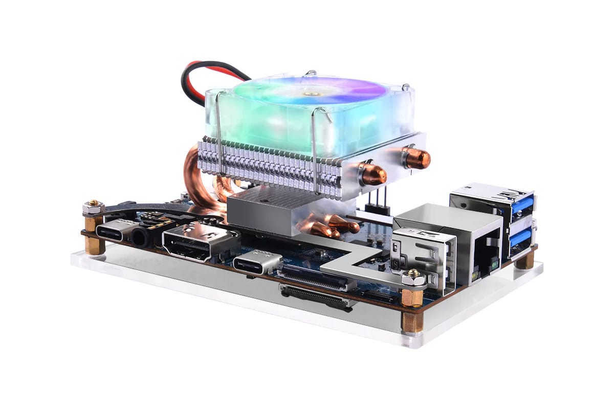 Orange Pi 5 Plus Starter Kit Transparent Acrylic Case with Fan