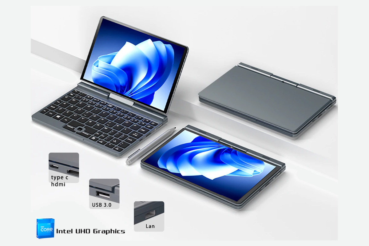 8-inch mini laptop is powered by an Intel Processor N95 Alder Lake-N SoC -  CNX Software