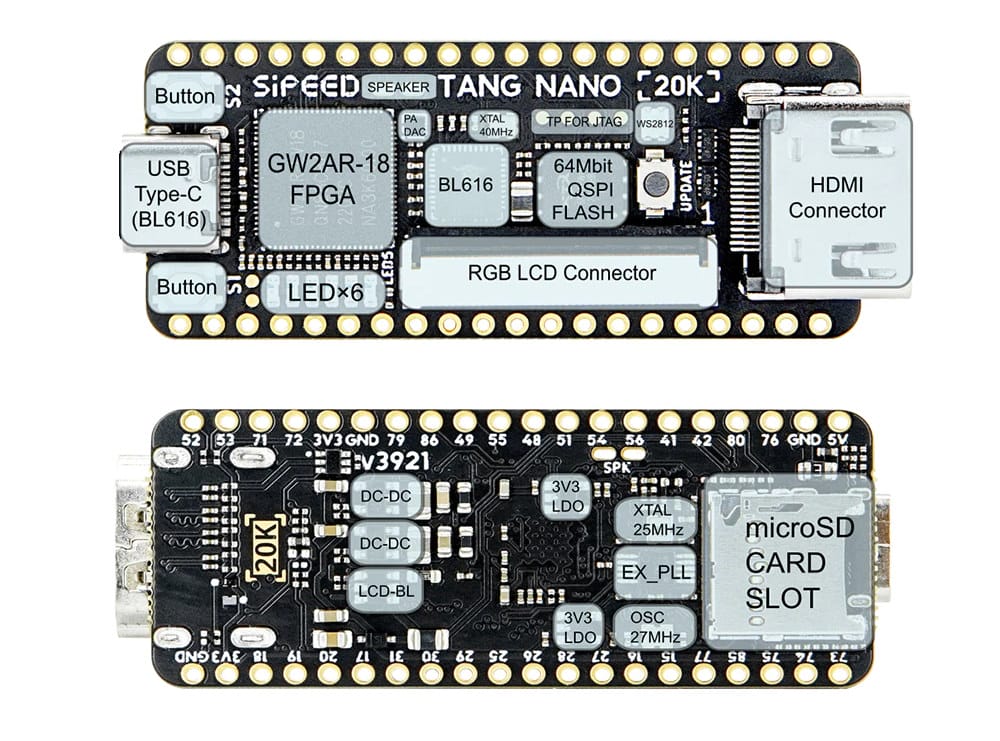 $25 Sipeed Tang Nano 20K FPGA board can simulate a RISC-V core