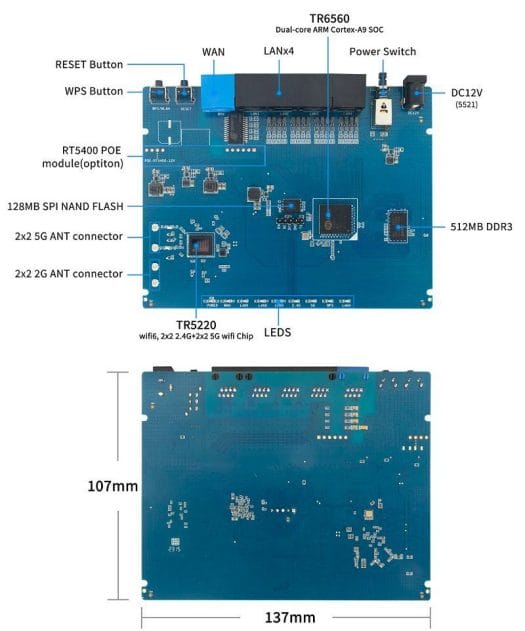TR6560 WiFi 6 router board