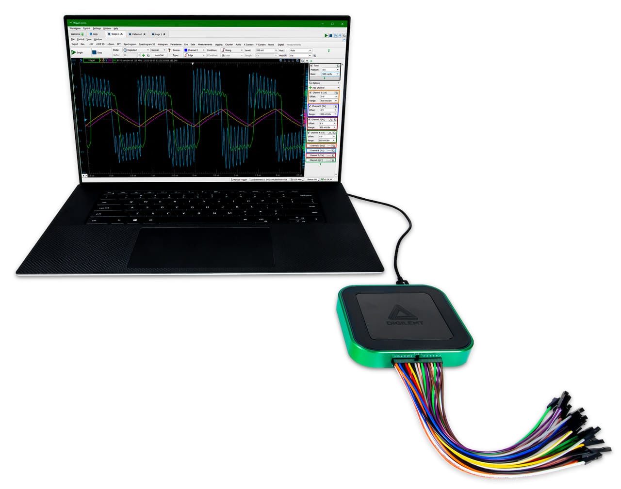 USB oscilloscope WaveForms software