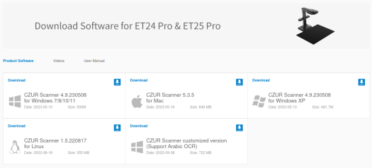 CZUR ET24 Pro software download