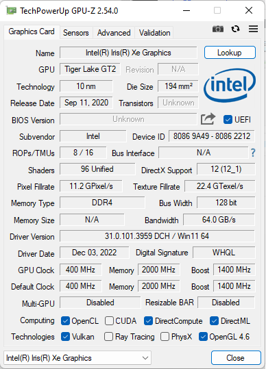 GEEKOM Mini IT11 GPU-Z