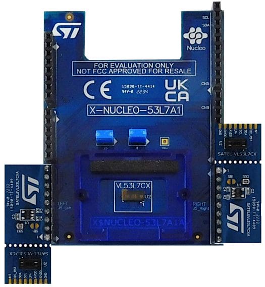 X-NUCLEO-53L7A1 expansion board with two SATEL VL53L7CX breakout boards X-NUCLEO-53L7A1 expansion board with two SATEL VL53L7CX breakout boards