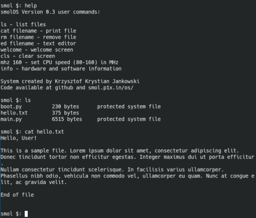 smolOS command line ESP8266