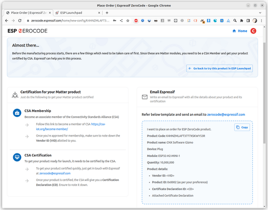 ESP Zero Code Product Ordering