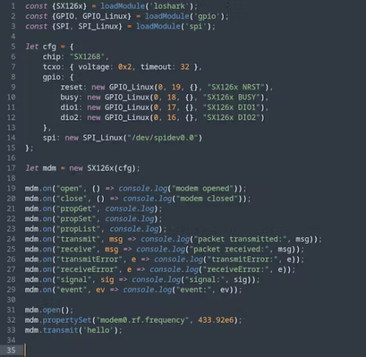 LoShark L1 JavaScript example