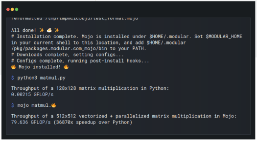 Modular Mojo vs Python matmul