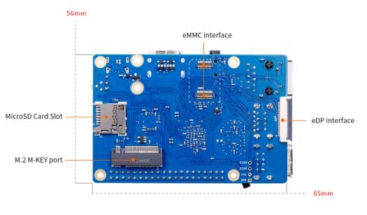 Orange Pi 3B M.2 Socket eDP eMMC connector