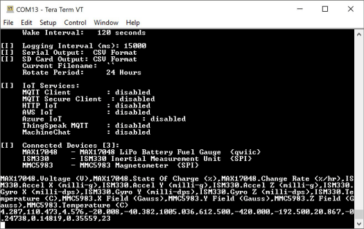 DataLogger IoT serial terminal configuration DataLogger IoT serial terminal configuration