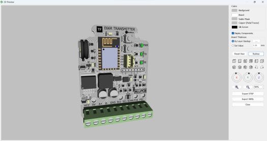 E66R Transmitter PCB 3D view E66R Transmitter PCB 3D view