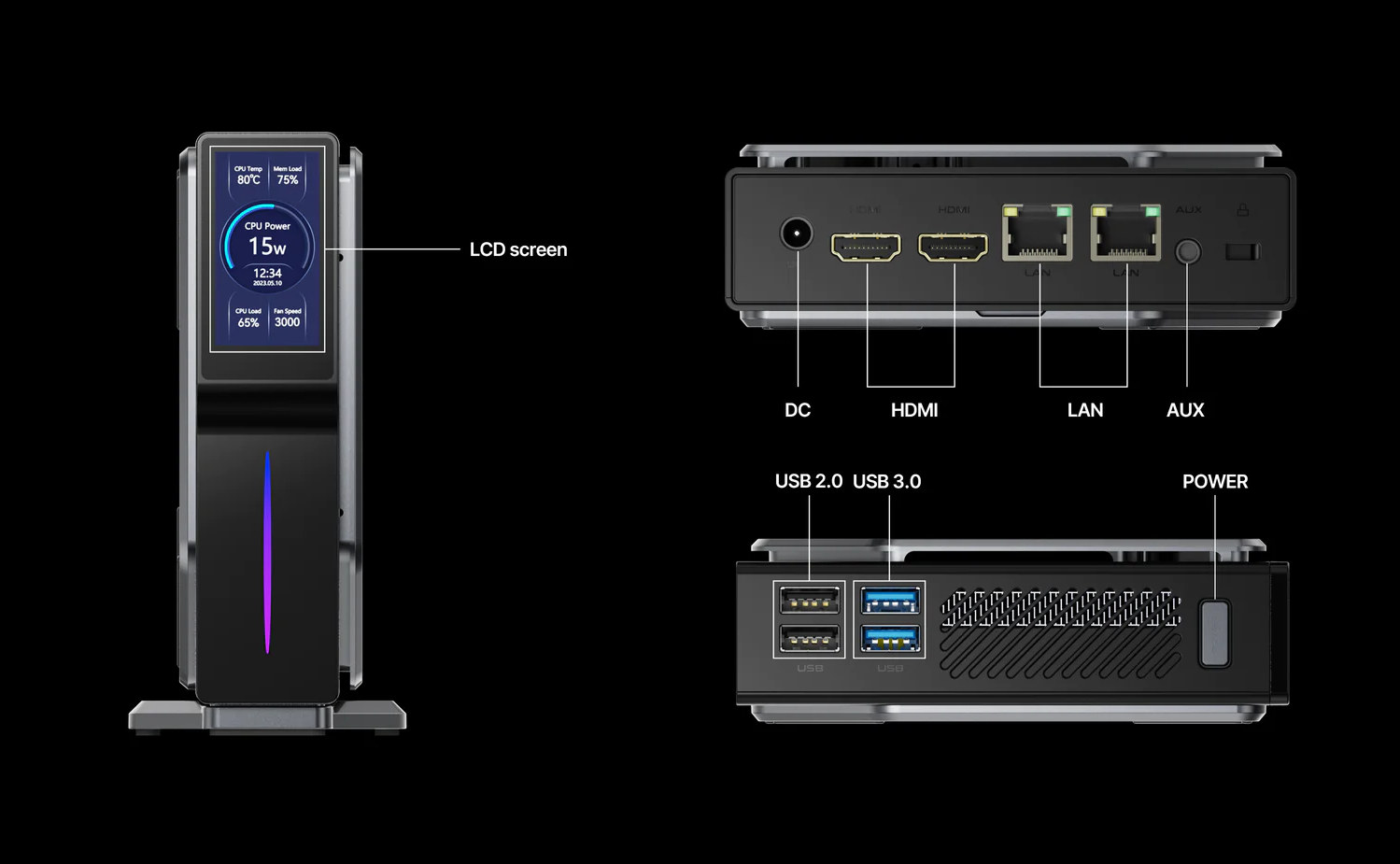 ACEMAGIC S1 - A Processor N95 mini PC with a built-in LCD information  display - CNX Software