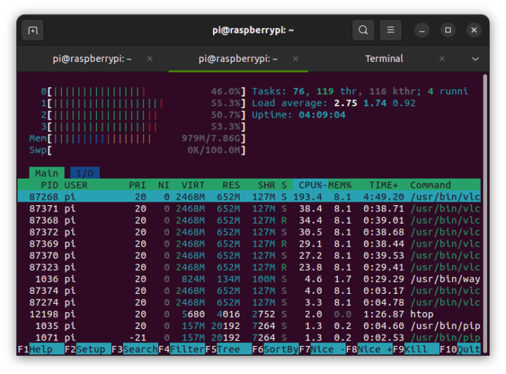 Raspberry Pi 5 H.264 software video decoding