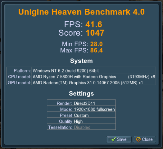 Unigine Heaven Benchmark 4.0 GEEKOM A5