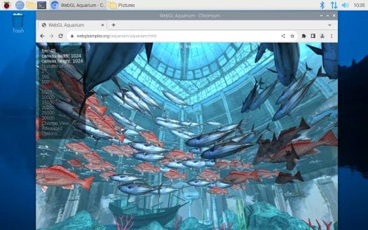 WebGL Aquarium Chromium Raspberry Pi OS Bookworm