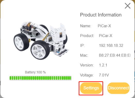 EzBlock Studio Robot Setting