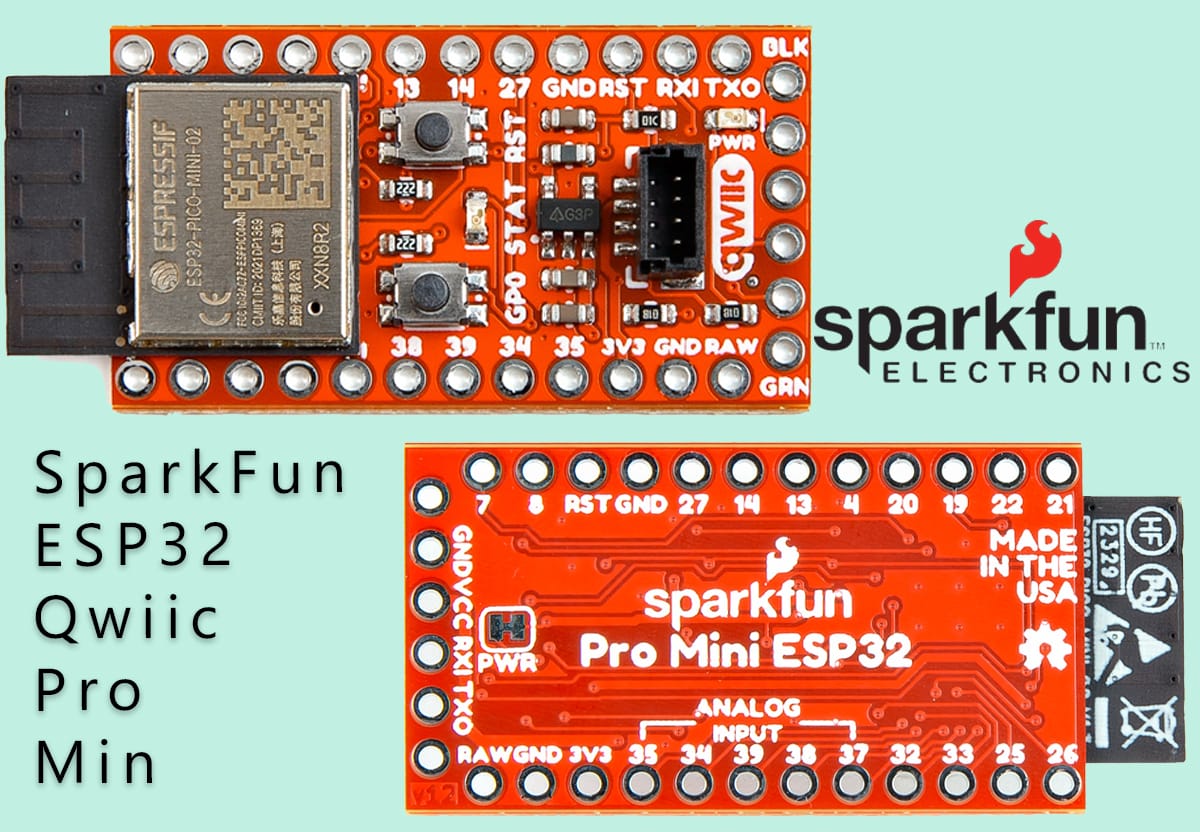 Sparkfun's latest development board puts Espressif ESP32-PICO-MINI-02 on a compact Arduino Pro Mini footprint. It also includes an onboard QWICC connector for easy interfacing with a wide range of sensors and peripherals,