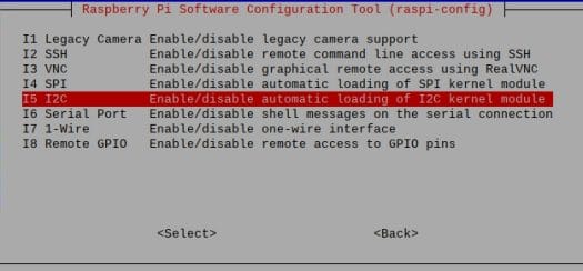 raspi-config Enable I2C