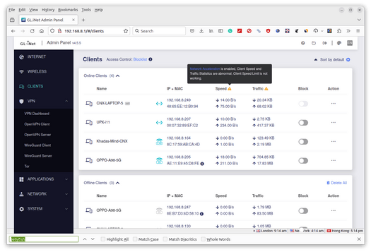 GL.iNet Flint 2 Clients List Control GL.iNet Flint 2 Clients List Control