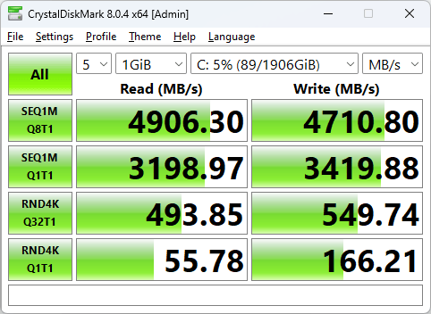 CrystalDiskMark GEEKOM A7 NVMe SSD