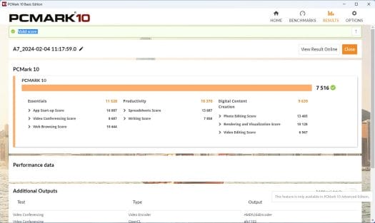 GEEKOM A7 PCMark 10 benchmark